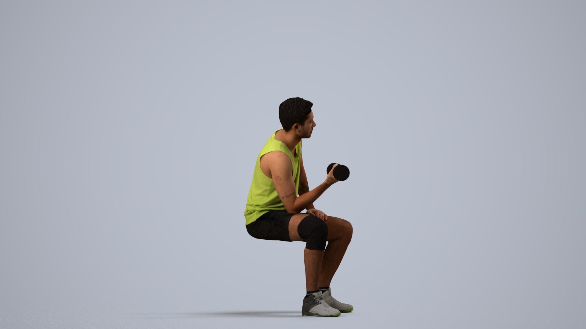 3D people model man sport, scanned human for 3ds Max rendering, side view render