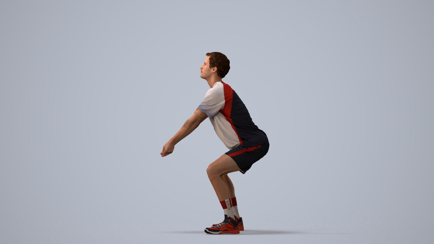 3D people model man sport, scanned human for 3ds Max rendering, three-quarter view render