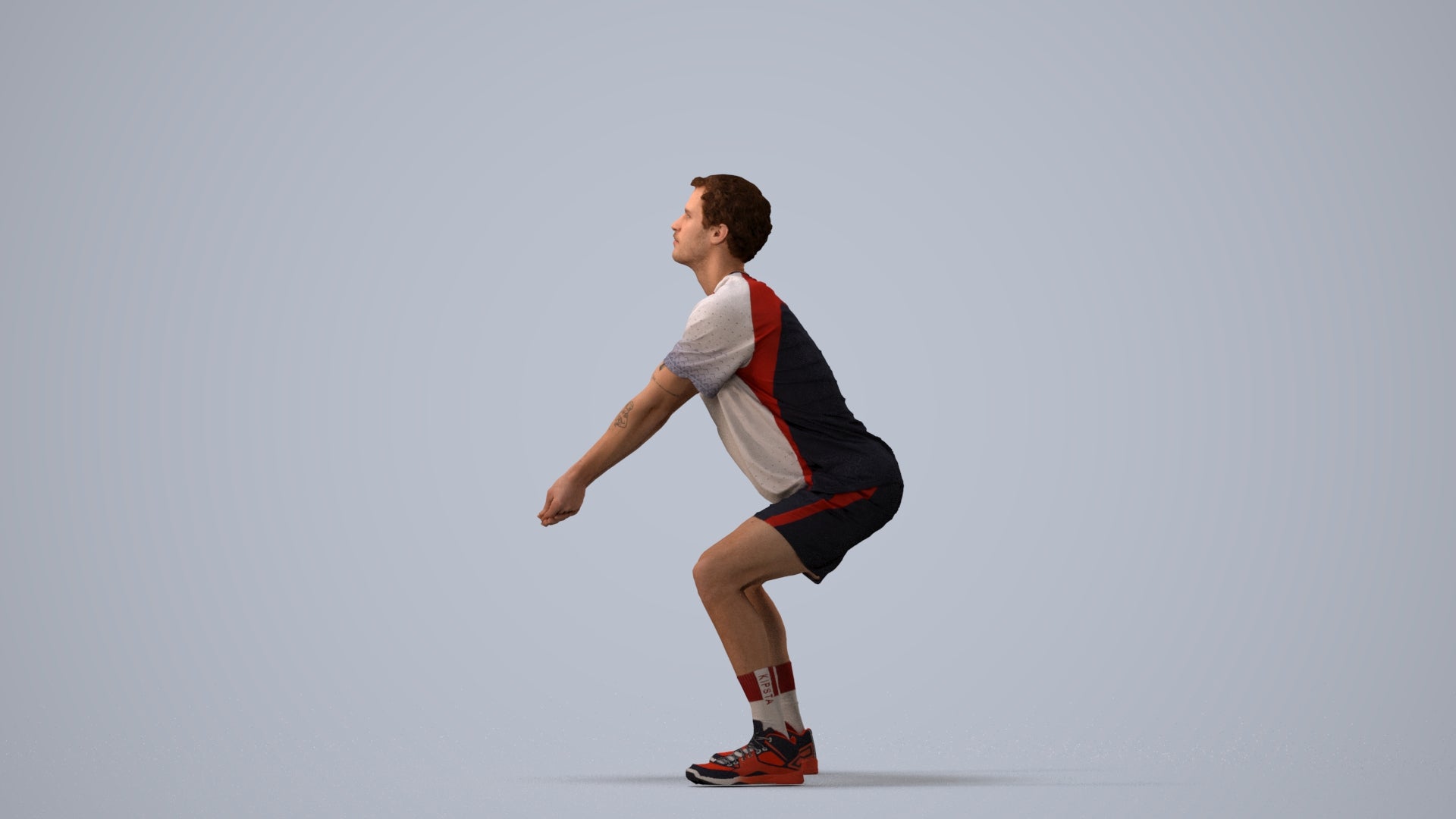 3D people model man sport, scanned human for 3ds Max rendering, three-quarter view render
