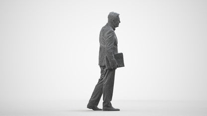 realistic 3D senior man business, scanned archviz people for Blender and 3ds Max, wireframe side view