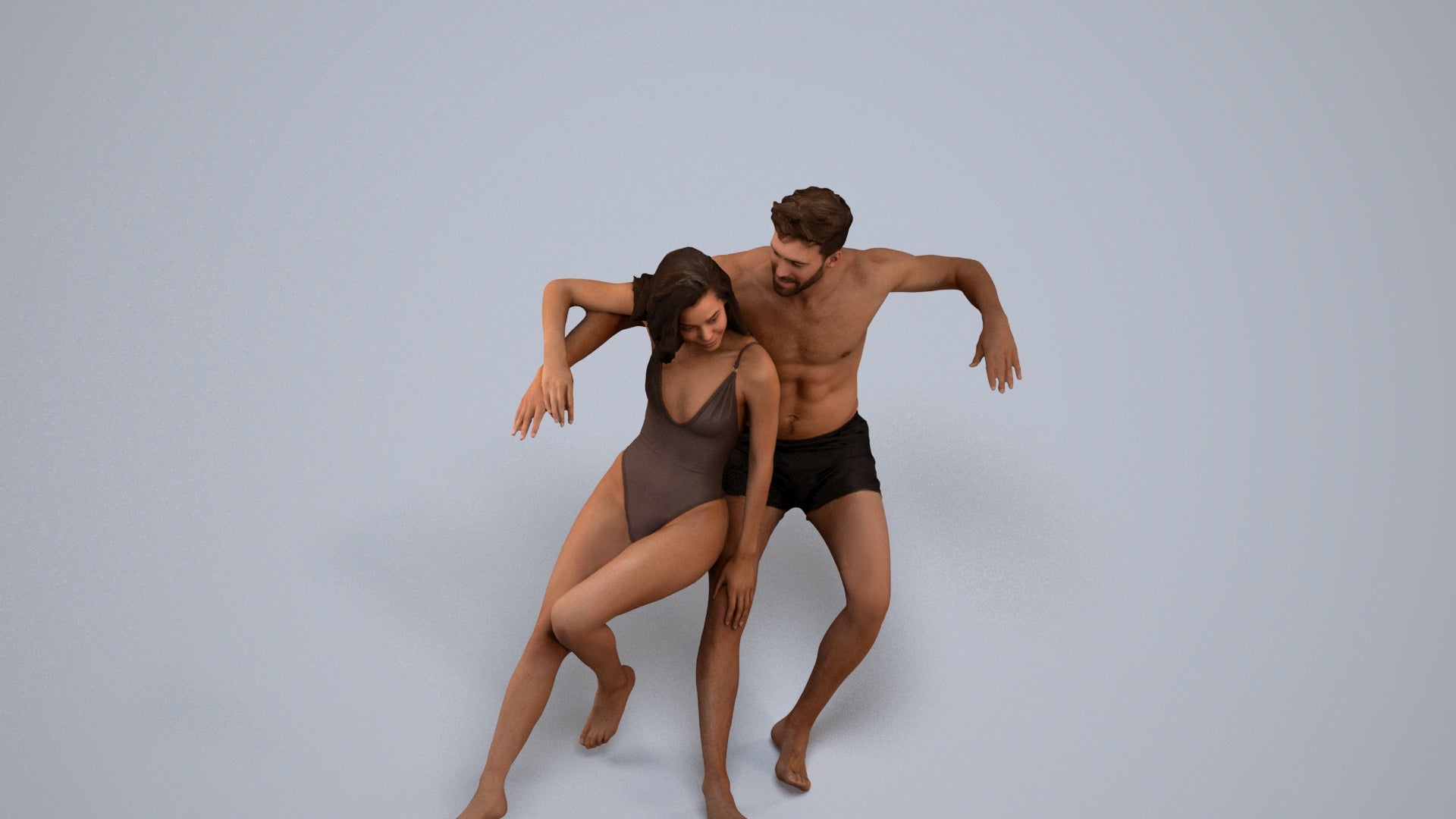 3D scanned woman mix, photorealistic archviz people for Enscape and SketchUp, back view render