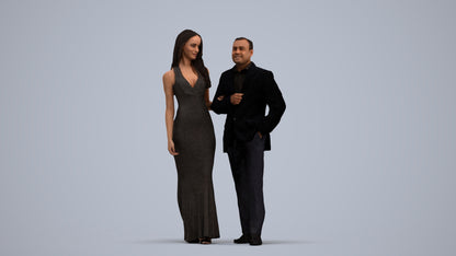 3D human model woman formal couple, photogrammetry scanned person for archviz, standing pose render