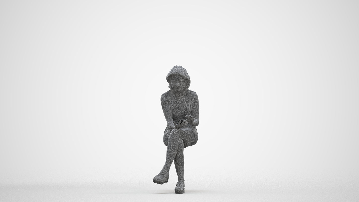 realistic 3D people woman business sitting, render-ready for V-Ray and Corona, FBX OBJ, three-quarter front view render