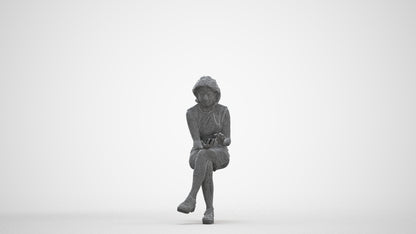 realistic 3D people woman business sitting, render-ready for V-Ray and Corona, FBX OBJ, three-quarter front view render