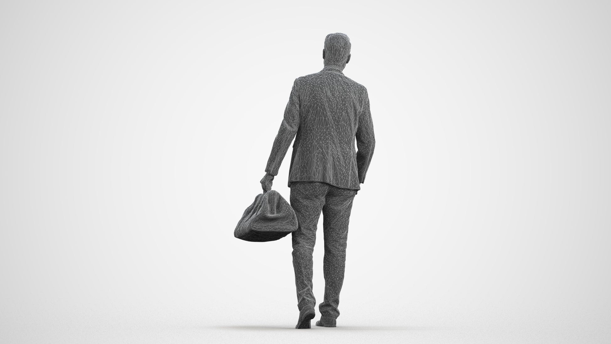 realistic 3D people man business walking, render-ready for V-Ray and Corona, FBX OBJ, wireframe front view