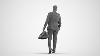 realistic 3D people man business walking, render-ready for V-Ray and Corona, FBX OBJ, wireframe front view