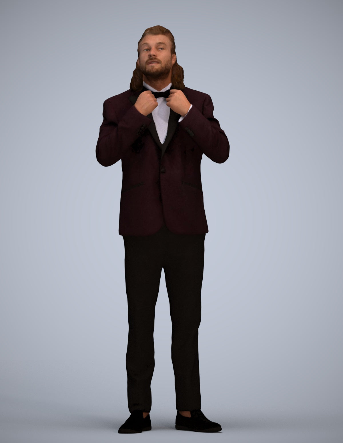 3D human model man formal cycling, photogrammetry scanned person for archviz