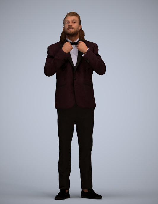 3D human model man formal cycling, photogrammetry scanned person for archviz