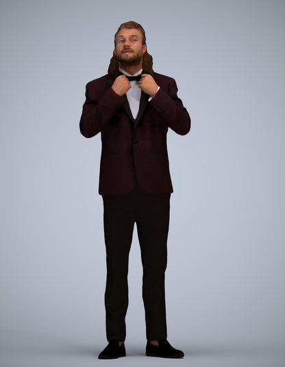 3D human model man formal cycling, photogrammetry scanned person for archviz