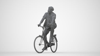 realistic 3D human man casual cycling, archviz people FBX OBJ for Blender, wireframe back view