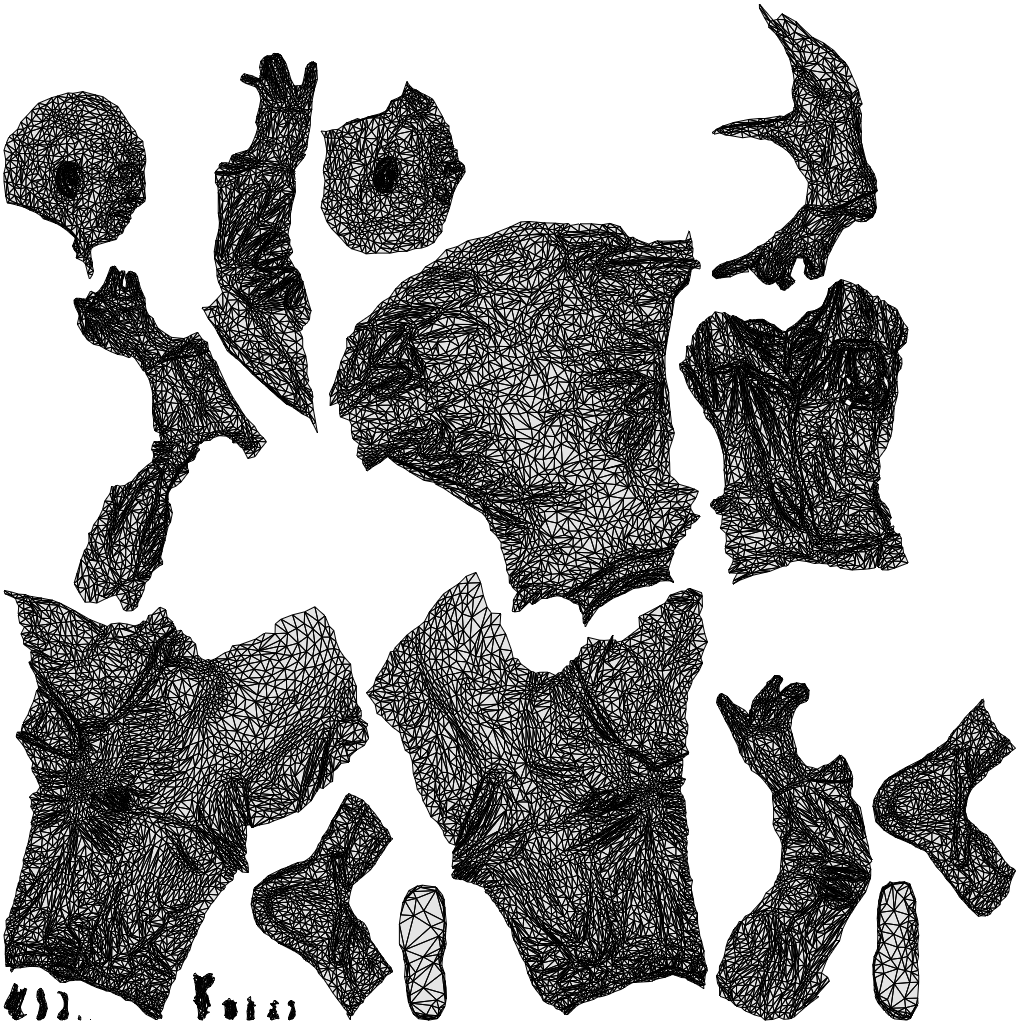 3D people model senior man medical, scanned human for 3ds Max rendering, wireframe top-down view
