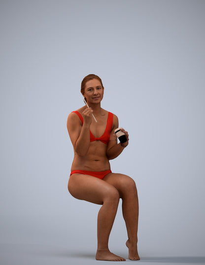scanned 3D woman pool, photogrammetry people for Enscape and V-Ray