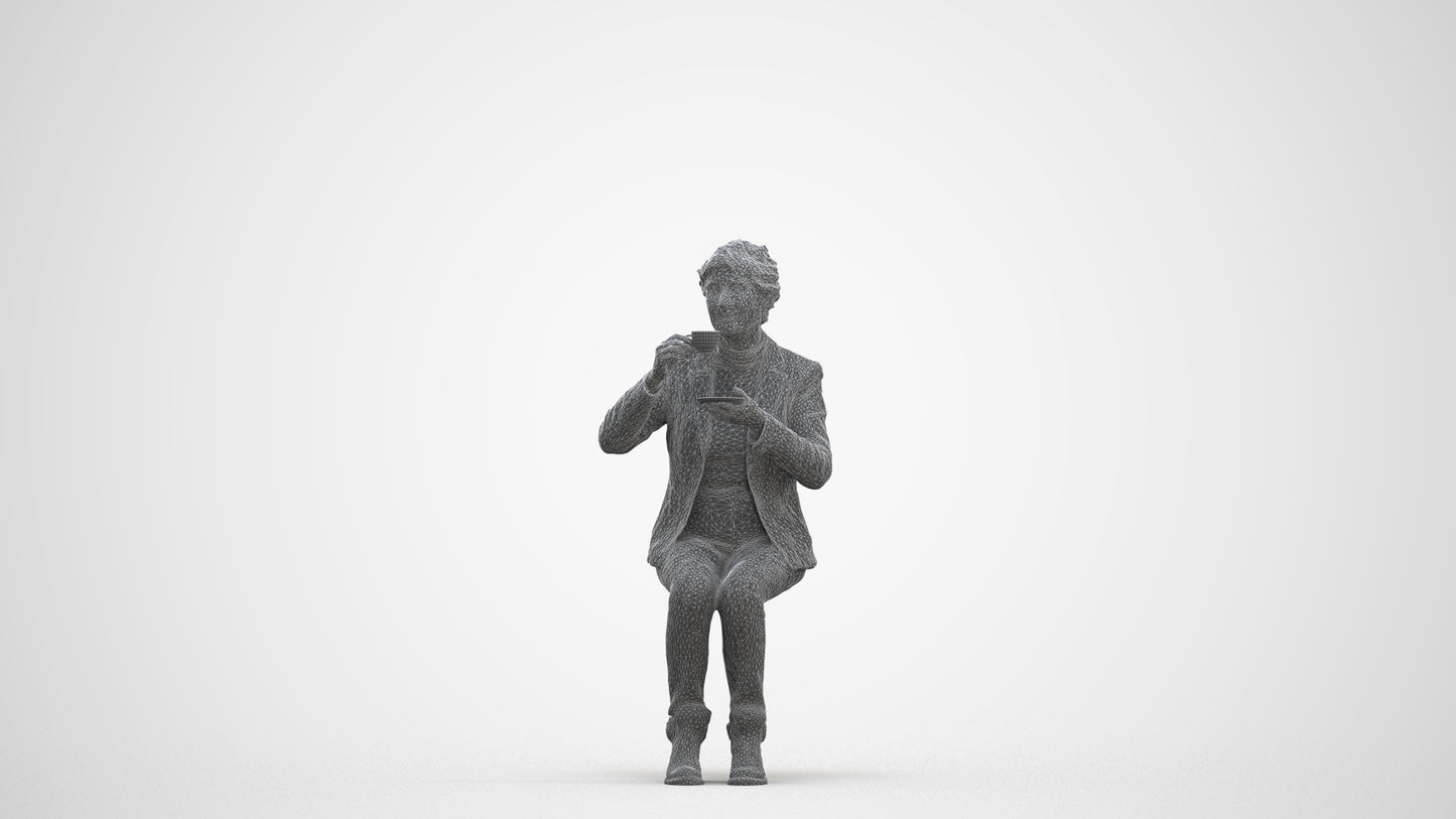 realistic 3D people senior woman business sitting, render-ready for V-Ray and Corona, FBX OBJ