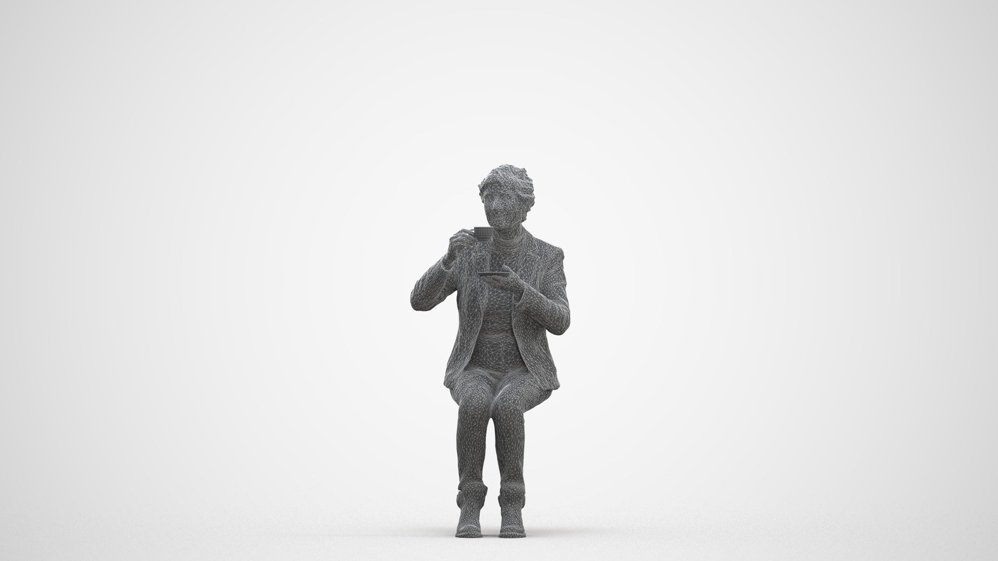 realistic 3D people senior woman business sitting, render-ready for V-Ray and Corona, FBX OBJ