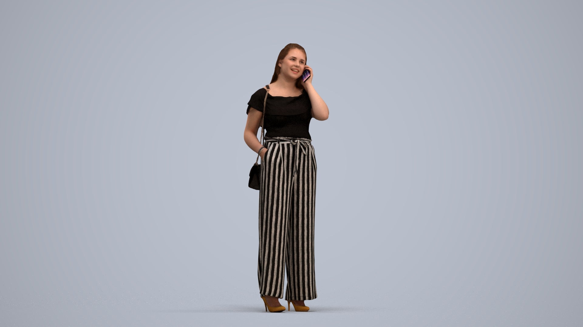 realistic 3D people woman casual standing, render-ready for V-Ray and Corona, FBX OBJ, standing pose render