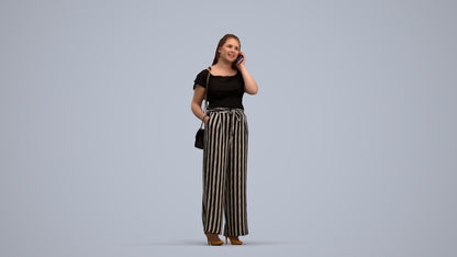 realistic 3D people woman casual standing, render-ready for V-Ray and Corona, FBX OBJ, standing pose render