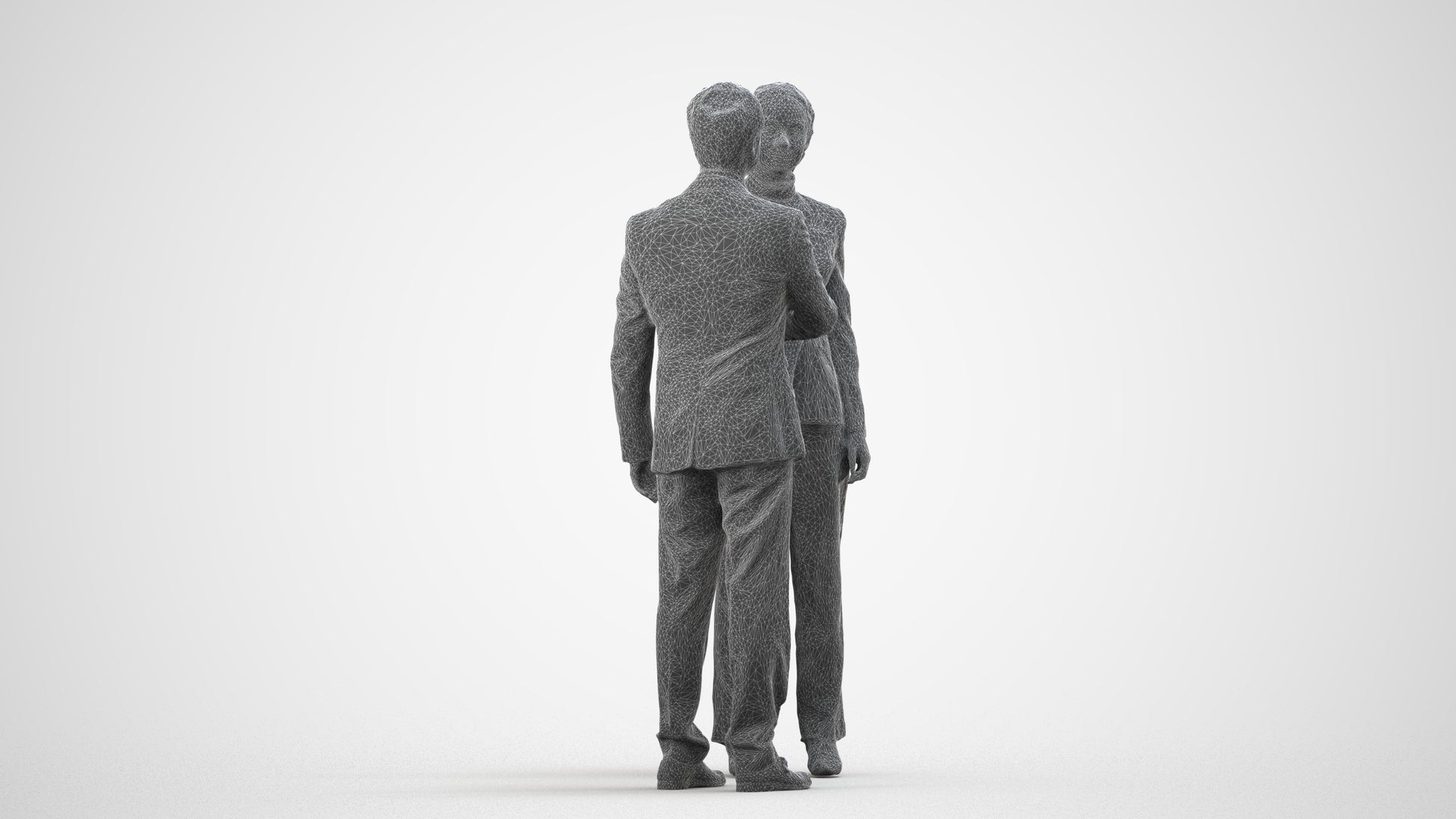 scanned 3D woman business, photogrammetry people for Enscape and V-Ray, wireframe side view