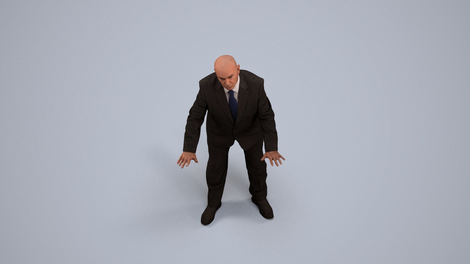 scanned 3D senior man business, photogrammetry people for Enscape and V-Ray, back view render