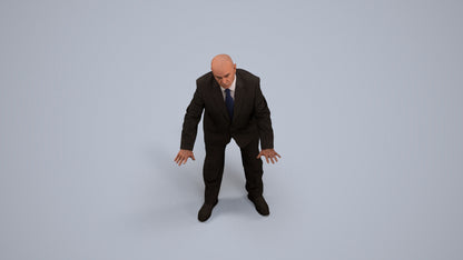 scanned 3D senior man business, photogrammetry people for Enscape and V-Ray, back view render