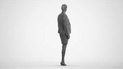 realistic 3D people woman business, render-ready for V-Ray and Corona, FBX OBJ, wireframe front view