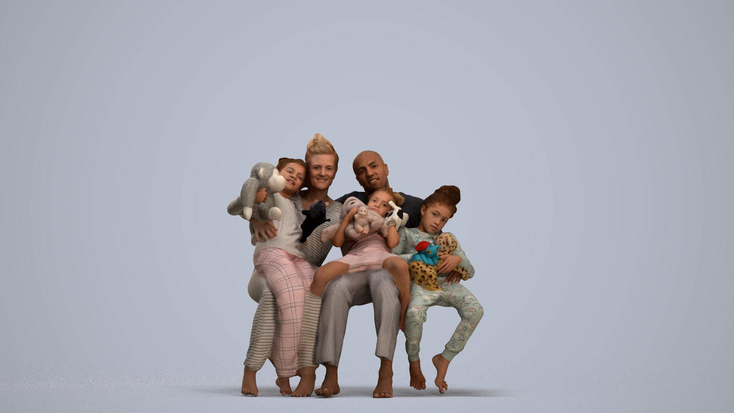 scanned 3D girl casual kids, photogrammetry people for Enscape and V-Ray, standing pose render