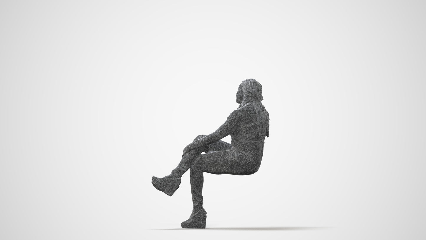 3D people model woman casual sitting, scanned human for 3ds Max rendering, square thumbnail
