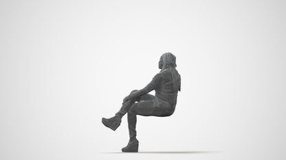 3D people model woman casual sitting, scanned human for 3ds Max rendering, square thumbnail