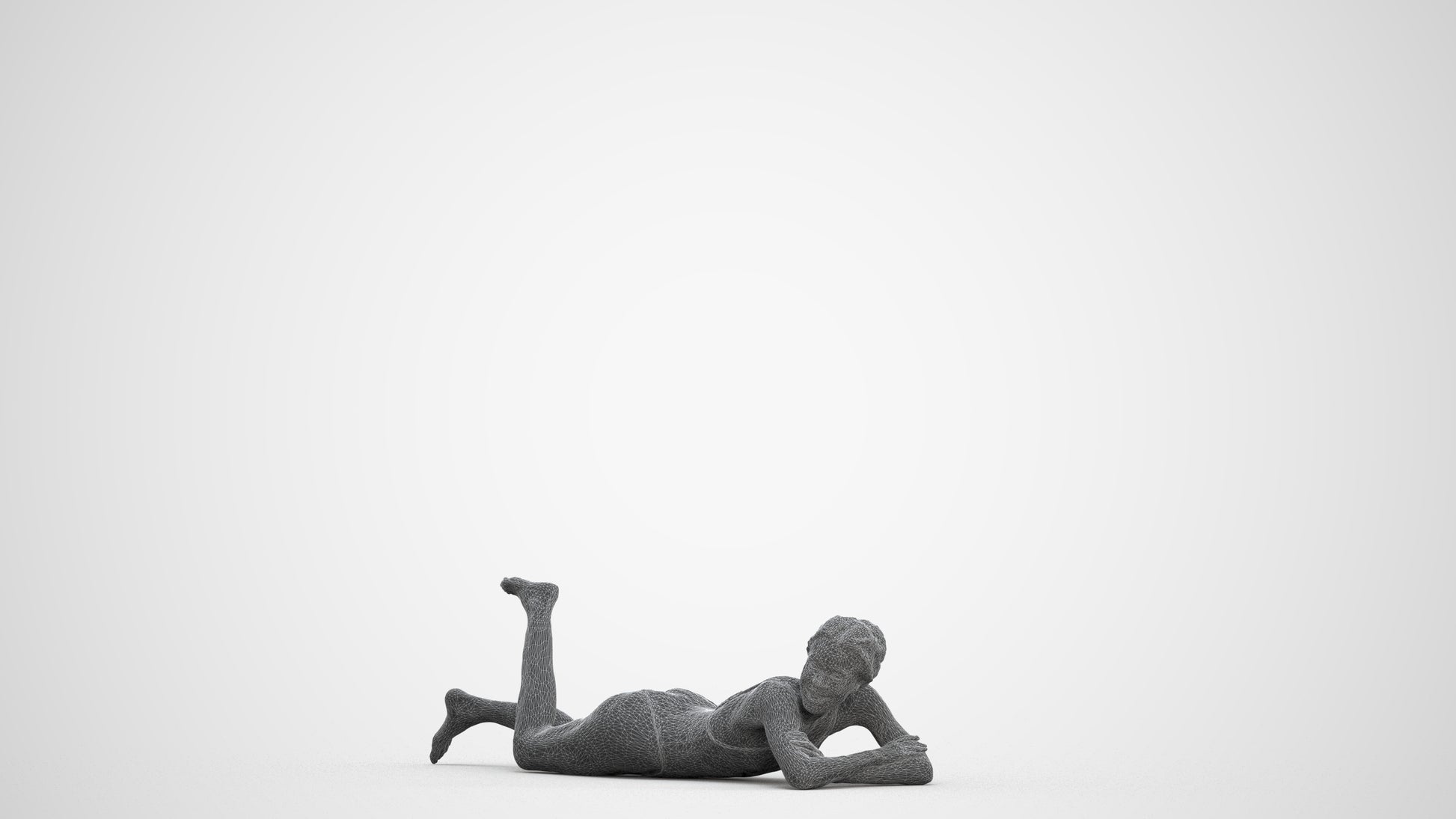 3D human model woman casual pool, photogrammetry scanned person for archviz, three-quarter front view render