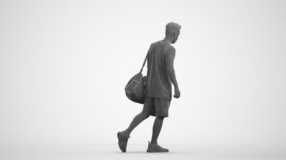 3D people model man sport, scanned human for 3ds Max rendering, wireframe front view