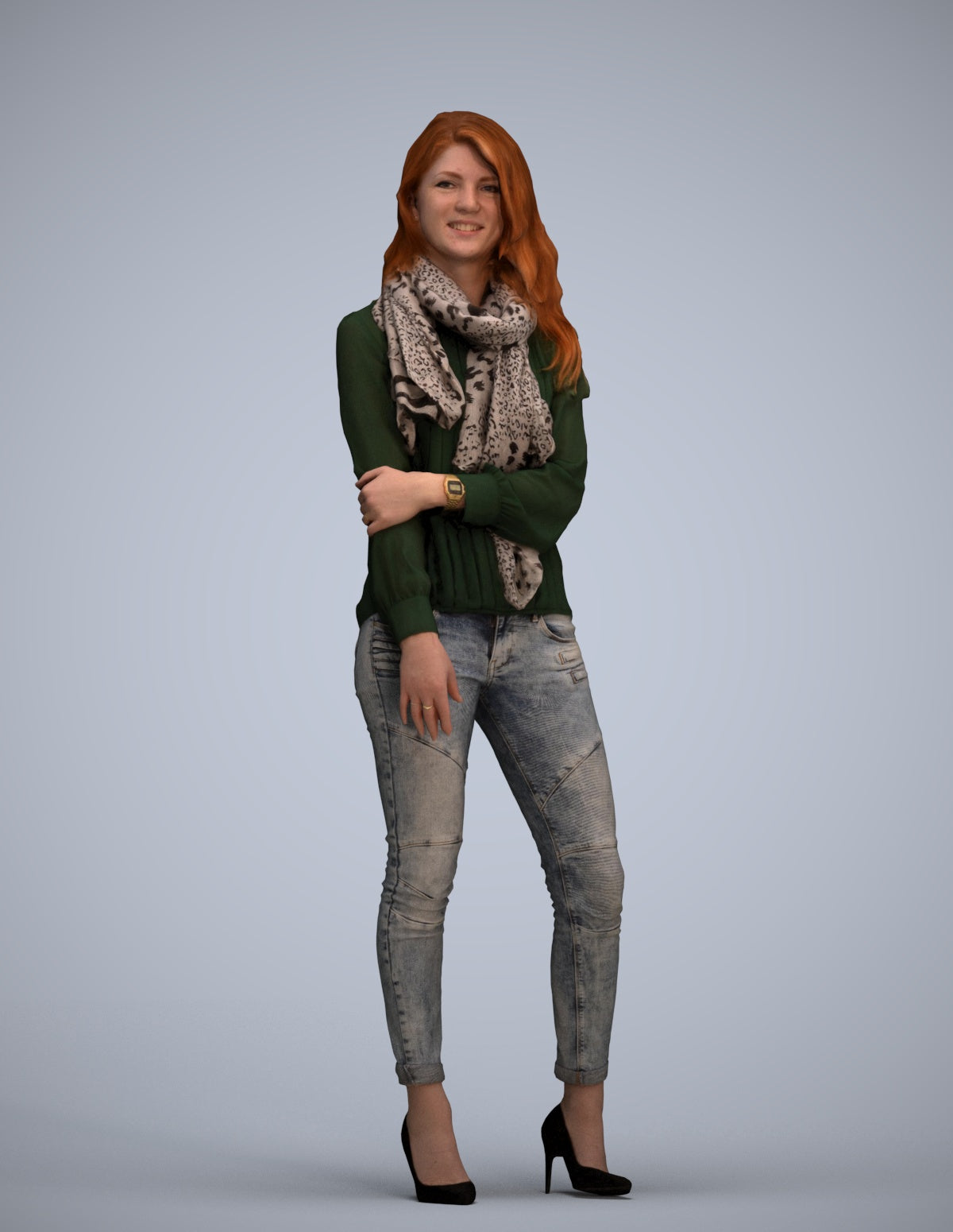 photogrammetry 3D woman casual standing, realistic human model archviz FBX