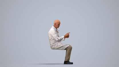 3D people model senior man medical, scanned human for 3ds Max rendering, side view render