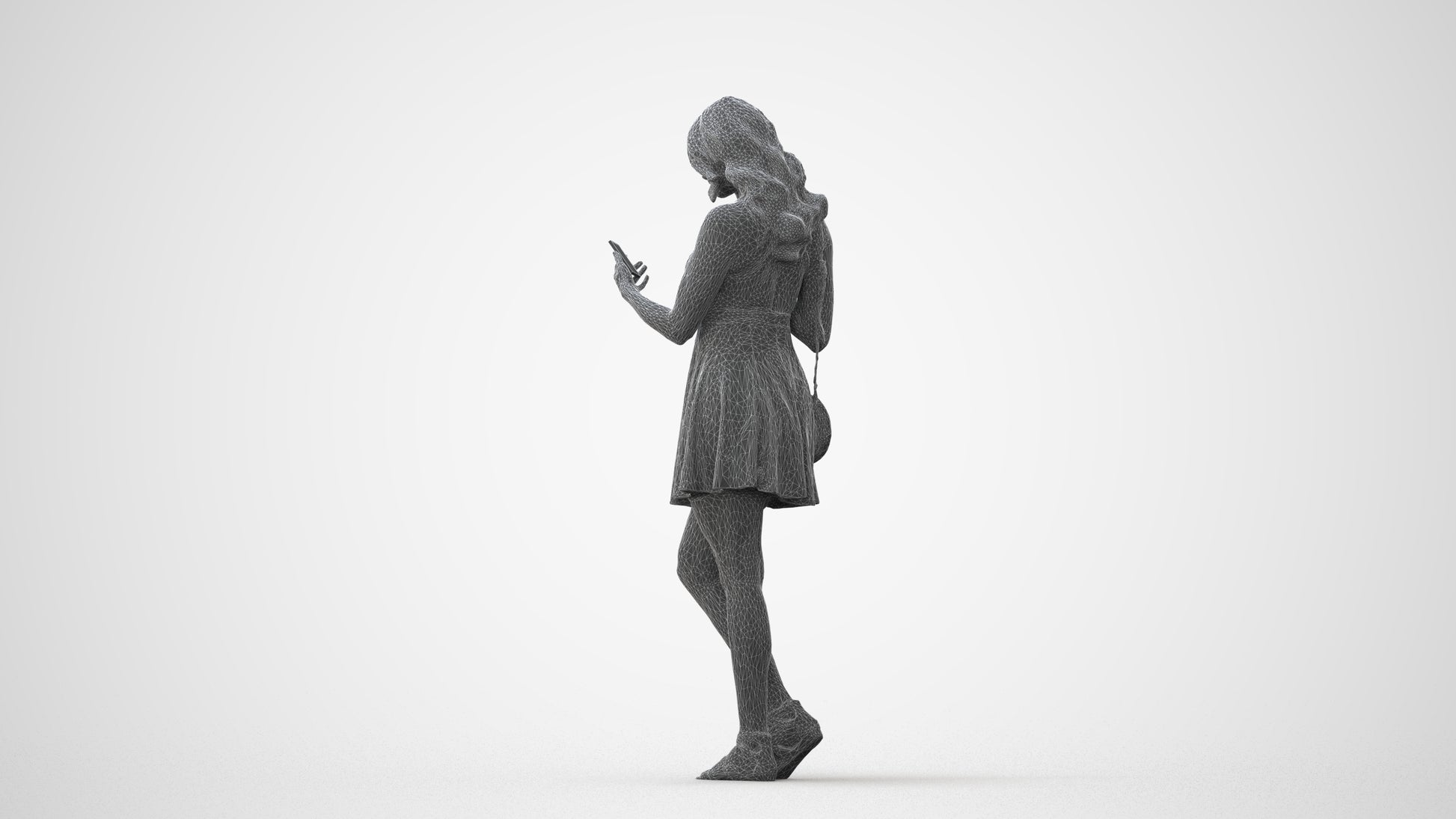 3D people model woman standing, scanned human for 3ds Max rendering, square thumbnail