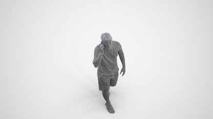 realistic 3D human man walking, archviz people FBX OBJ for Blender, wireframe three-quarter view