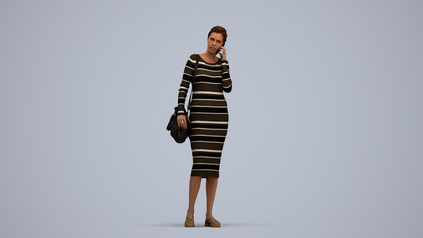 photogrammetry 3D woman casual walking, realistic human model archviz FBX, standing pose render
