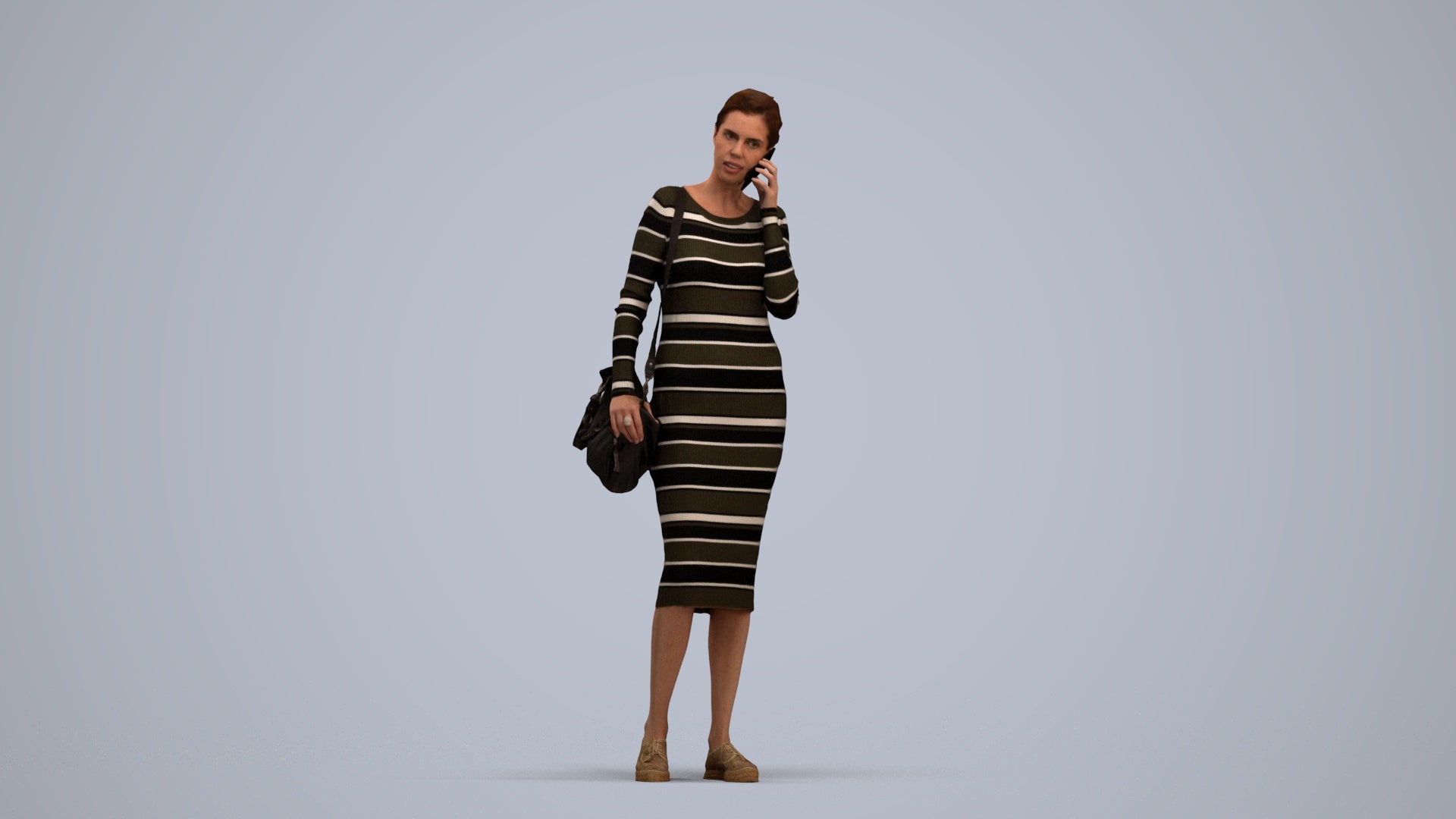photogrammetry 3D woman casual walking, realistic human model archviz FBX, standing pose render
