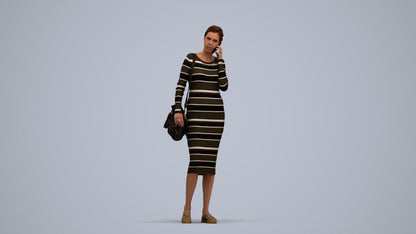 photogrammetry 3D woman casual walking, realistic human model archviz FBX, standing pose render