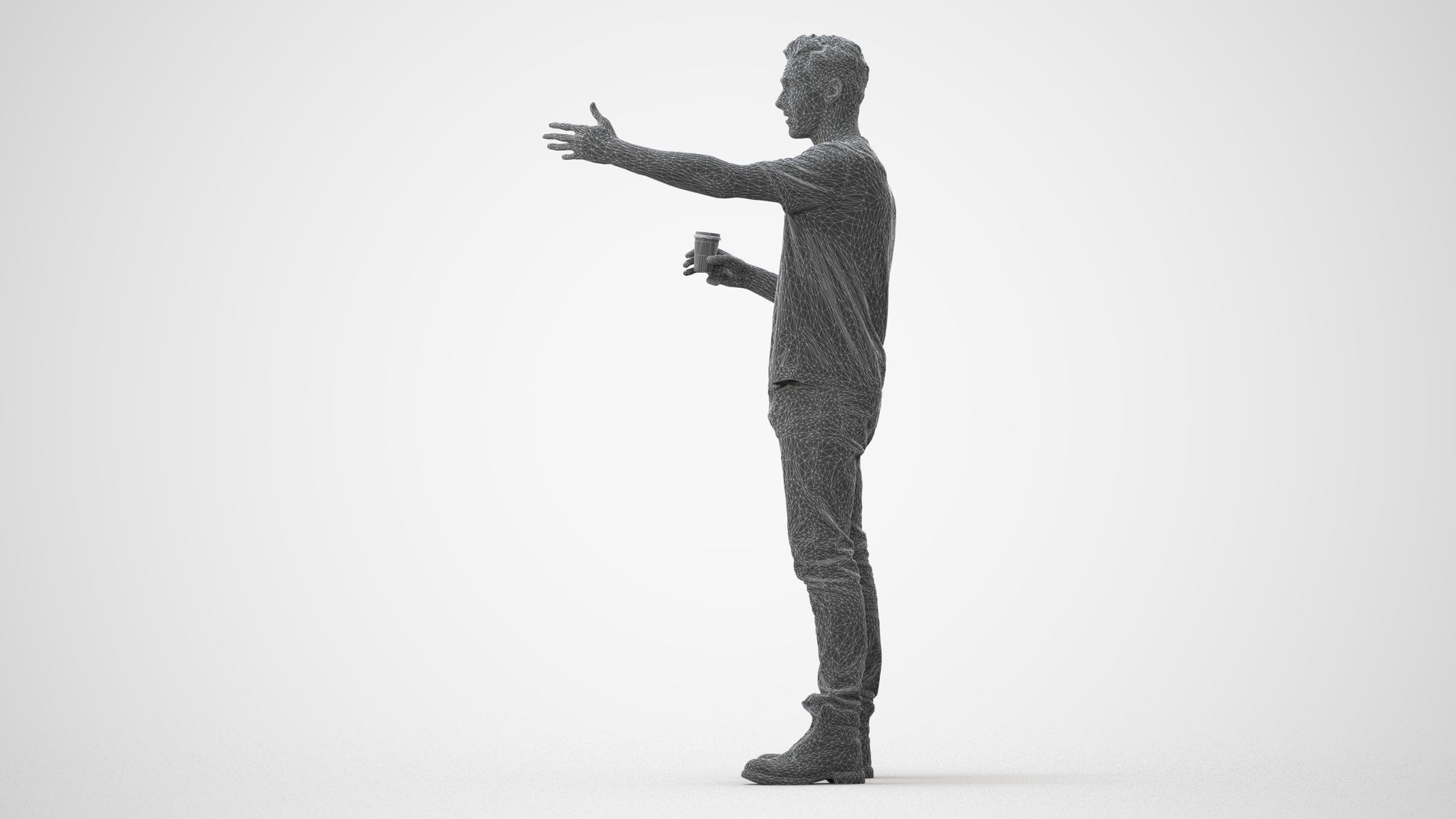 realistic 3D man casual standing, scanned archviz people for Blender and 3ds Max, square thumbnail