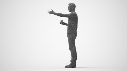 realistic 3D man casual standing, scanned archviz people for Blender and 3ds Max, square thumbnail