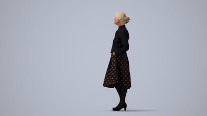realistic 3D people senior woman business standing, render-ready for V-Ray and Corona, FBX OBJ, three-quarter view render