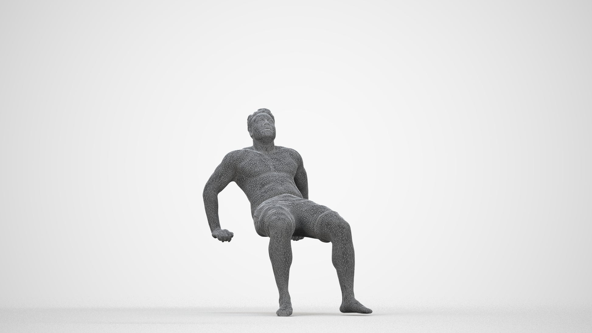 realistic 3D human man pool, archviz people FBX OBJ for Blender, wireframe back view