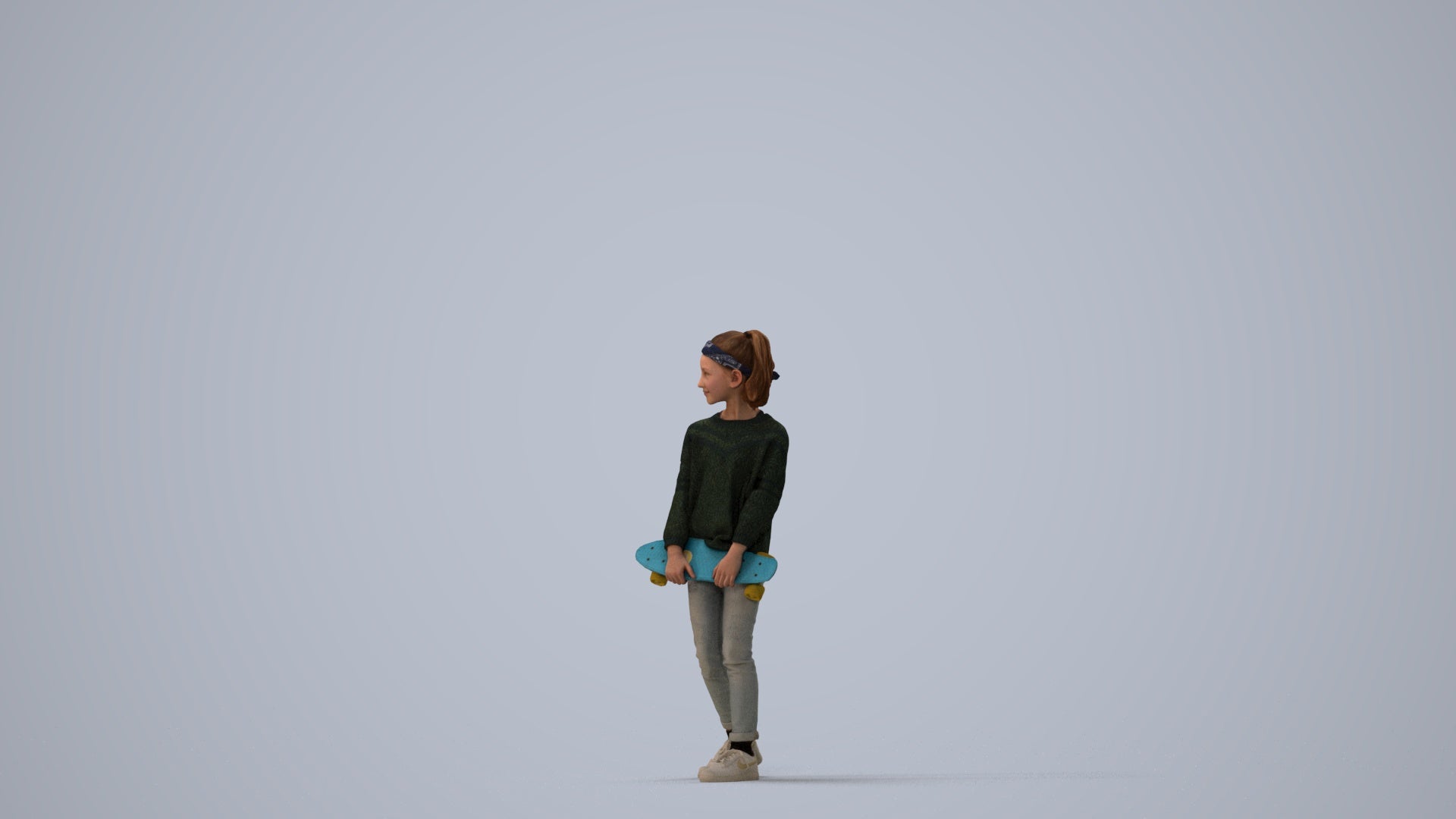 3D people model girl casual kids, scanned human for 3ds Max rendering, three-quarter view render