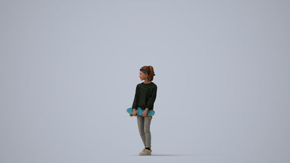 3D people model girl casual kids, scanned human for 3ds Max rendering, three-quarter view render