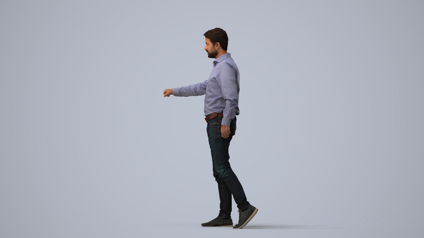 realistic 3D people man casual door, render-ready for V-Ray and Corona, FBX OBJ, three-quarter view render