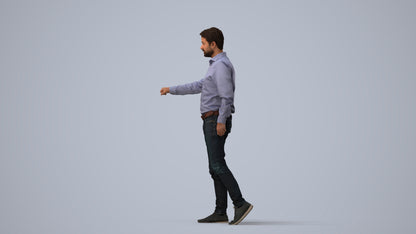 realistic 3D people man casual door, render-ready for V-Ray and Corona, FBX OBJ, three-quarter view render