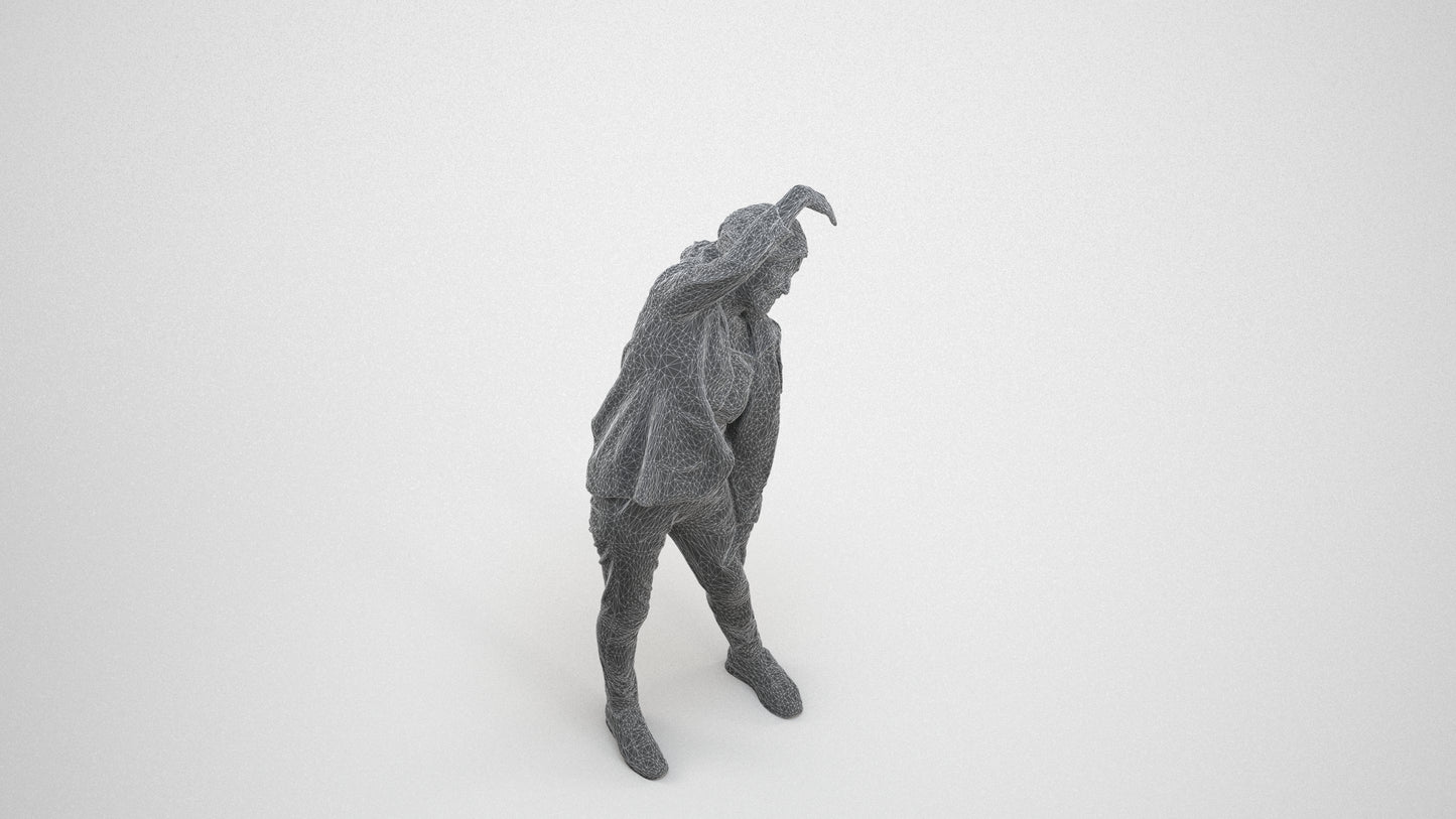 realistic 3D people senior woman sport, render-ready for V-Ray and Corona, FBX OBJ, wireframe three-quarter view