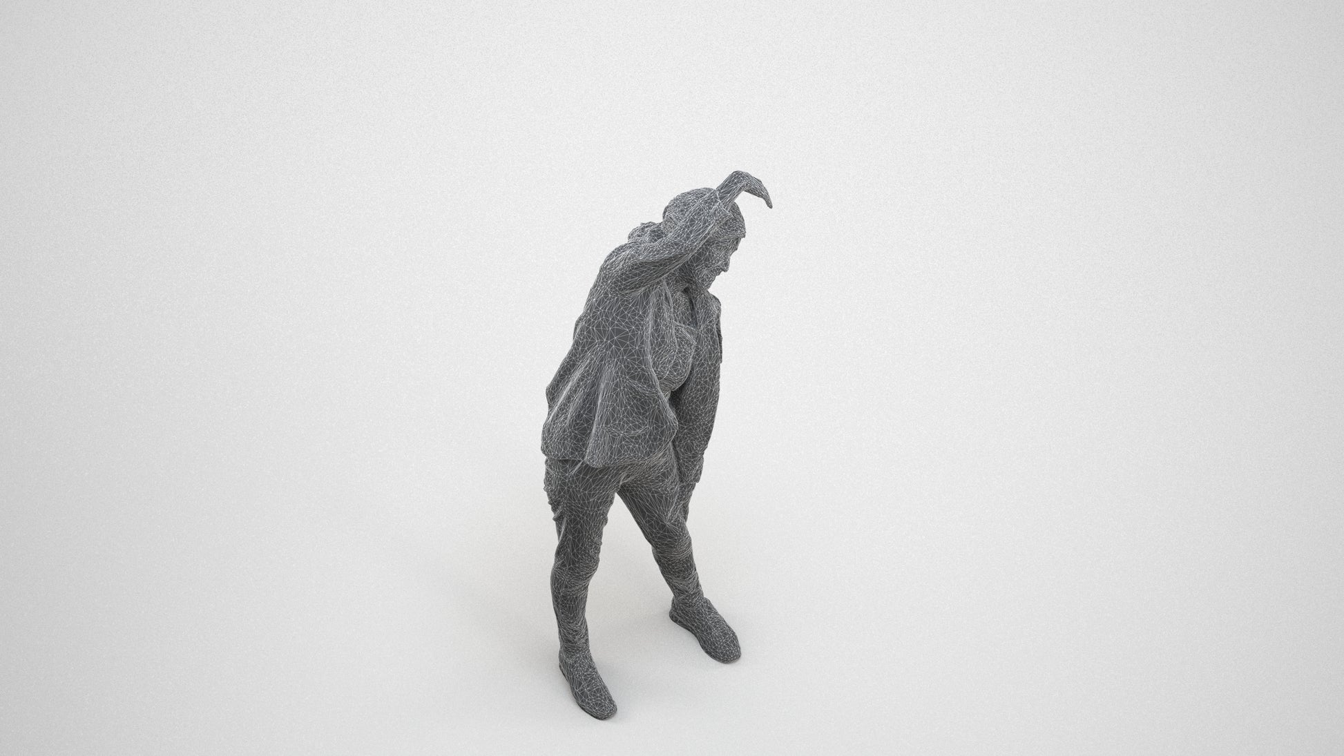 realistic 3D people senior woman sport, render-ready for V-Ray and Corona, FBX OBJ, wireframe three-quarter view