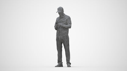 3D human model man sport standing, photogrammetry scanned person for archviz, wireframe back view