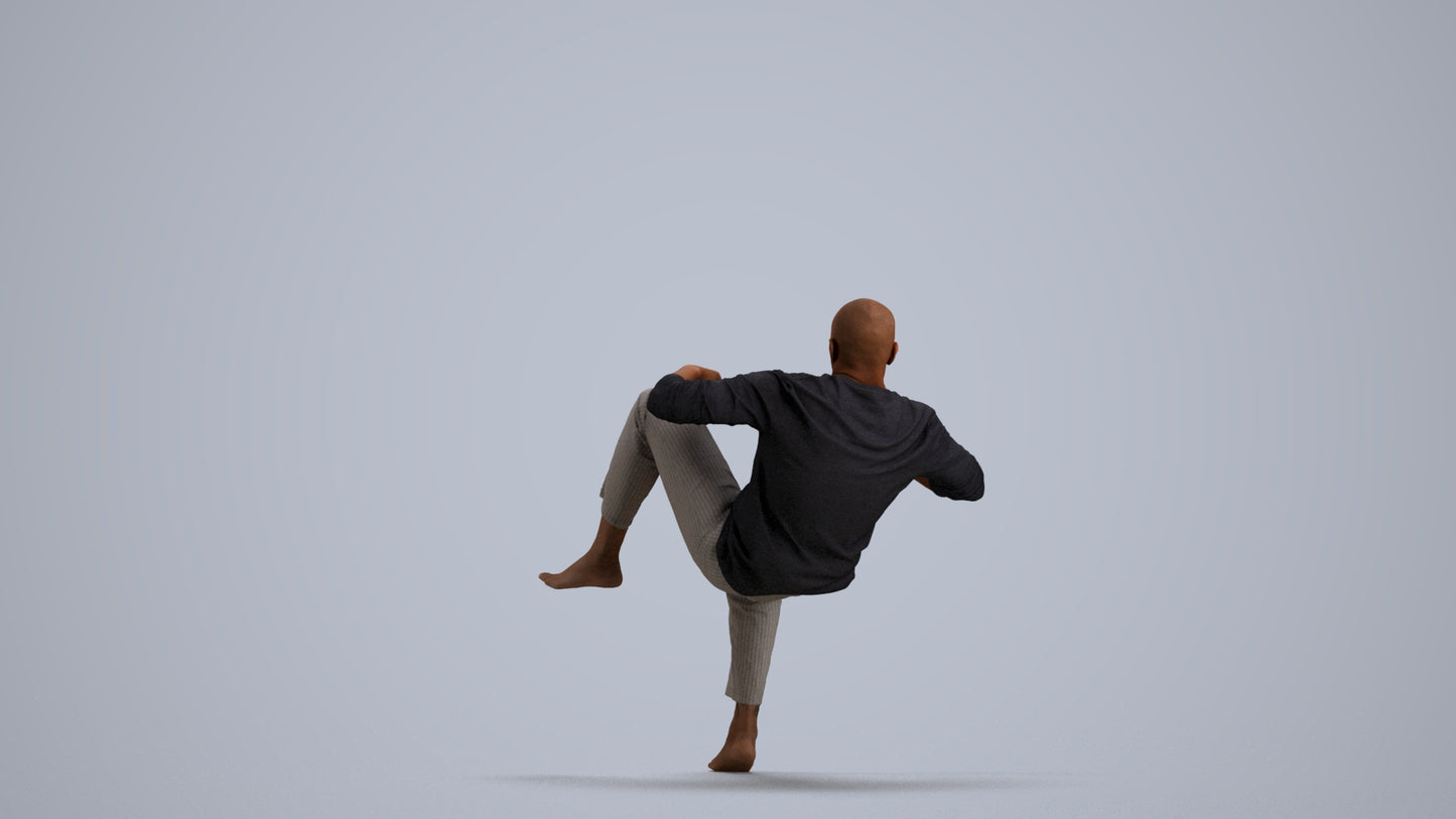 3D people model man casual bathroom, scanned human for 3ds Max rendering, front view render