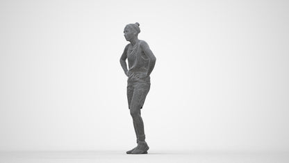 realistic 3D human woman sport, archviz people FBX OBJ for Blender, wireframe three-quarter view