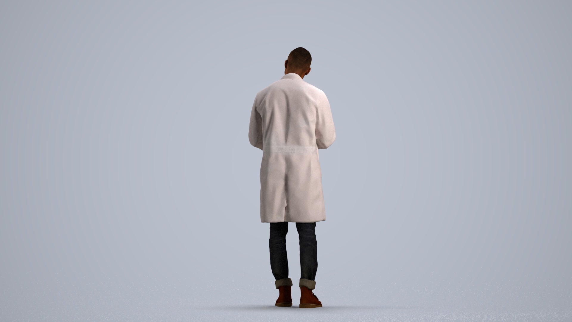 3D scanned man standing, photorealistic archviz people for Enscape and SketchUp, front view render